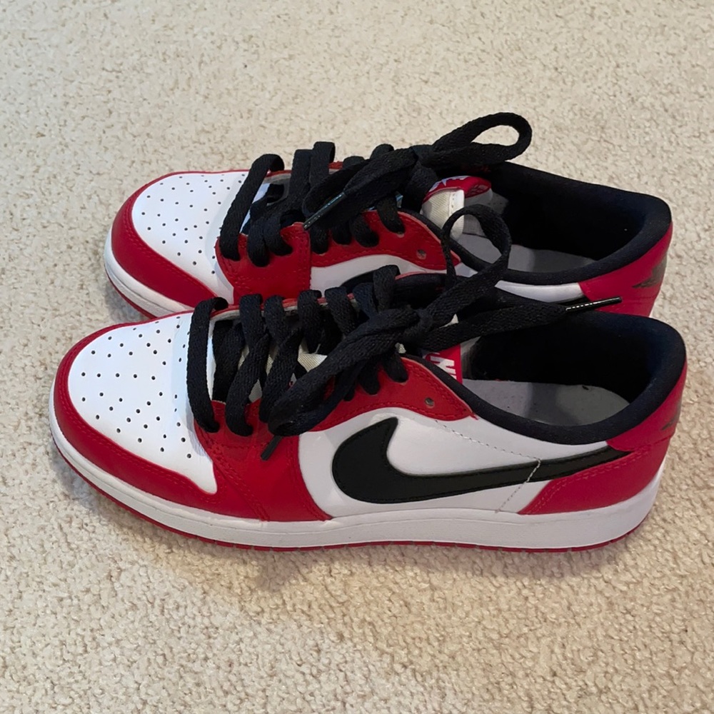 Nike boys size 4.5 red Jordan sneakers.